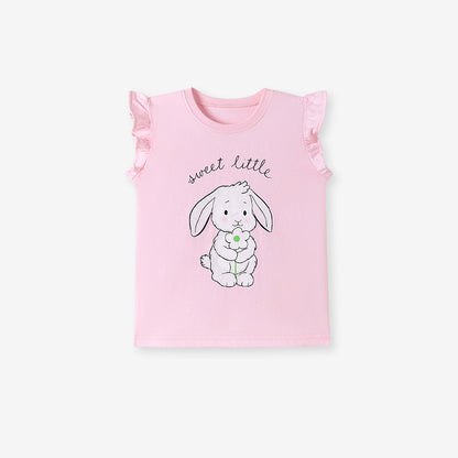 Kids’ Cartoon Pattern Fly Sleeves T-shirt in European and American Style for Summer, MyKids-USA®, Baby & Toddler Tops, MyKids-USA - Size/Age - 90 (12-24M) - Color - Pink -  -  - TR2601112313-A.