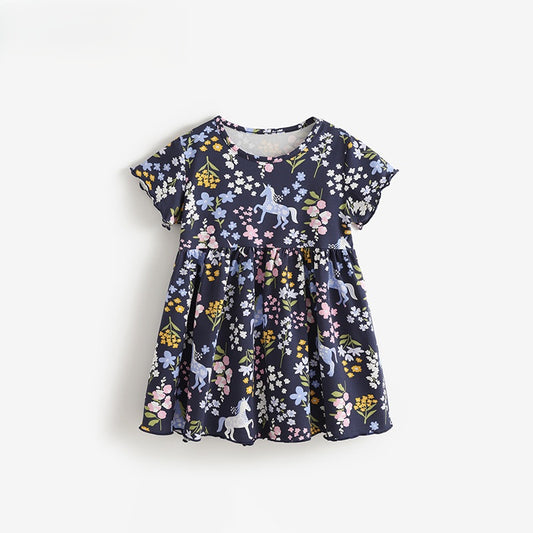 Summer Baby Kids Girls Short Sleeves Flowers and Cartoon Pattern Dress, MyKids-USA®, Baby & Children's Dresses, MyKids-USA -  -  -  -  -  -  - .