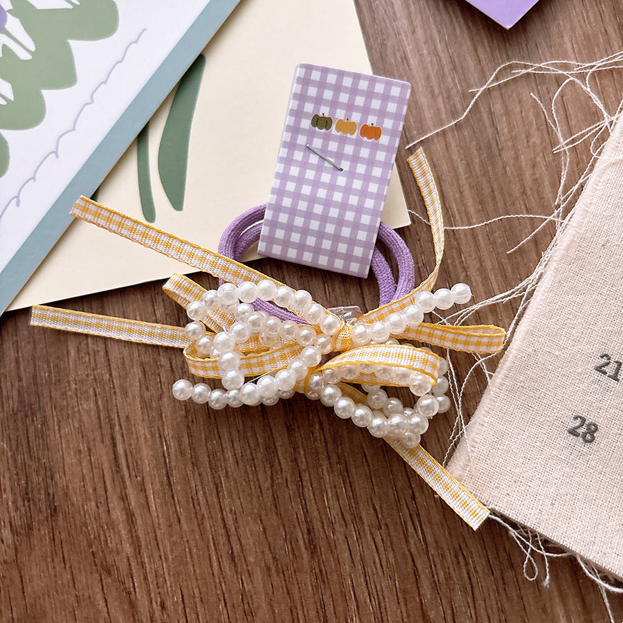 Collection of 2 Versatile Sweet Beaded Hair Ties, MyKids-USA®, Ponytail Holders, MyKids-USA - Size/Age - Average Size (0-12Y） - Color - Yellow -  -  - TR2601081519-E.