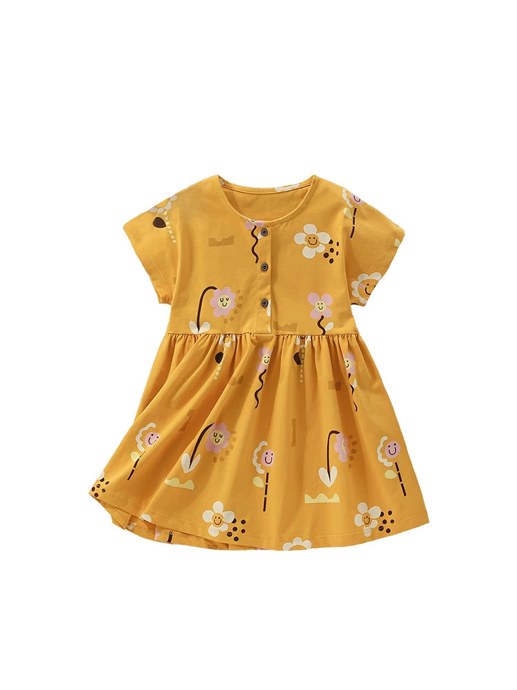 Summer Arrival Flowers Cartoon Pattern Short Sleeves Cute Dress for Stylish Girls, MyKids-USA®, Baby & Toddler Dresses, MyKids-USA -  -  -  -  -  -  - 