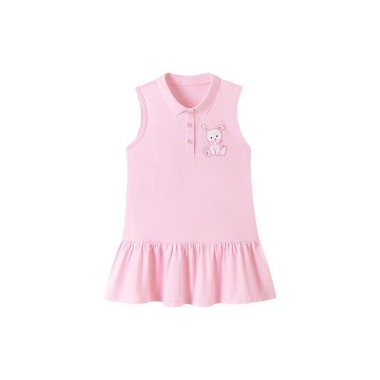 Summer Arrival Teddy Bear Pattern Embroidered Sleeveless Dress for Stylish Girls, MyKids-USA®, Baby & Toddler Dresses, MyKids-USA - Size/Age - 90 (12-24M) - Color - Pink -  -  - TR2512251530-A.