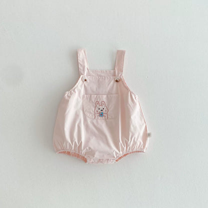 Summer Arrival Baby Unisex Teddy Bear Embroiedred Sleeveless Strap Onesies Overalls, MyKids-USA®, Baby One-Pieces, MyKids-USA - Size/Age - 66 (3-6M) - Color - Pink -  -  - TR2506121955-B
