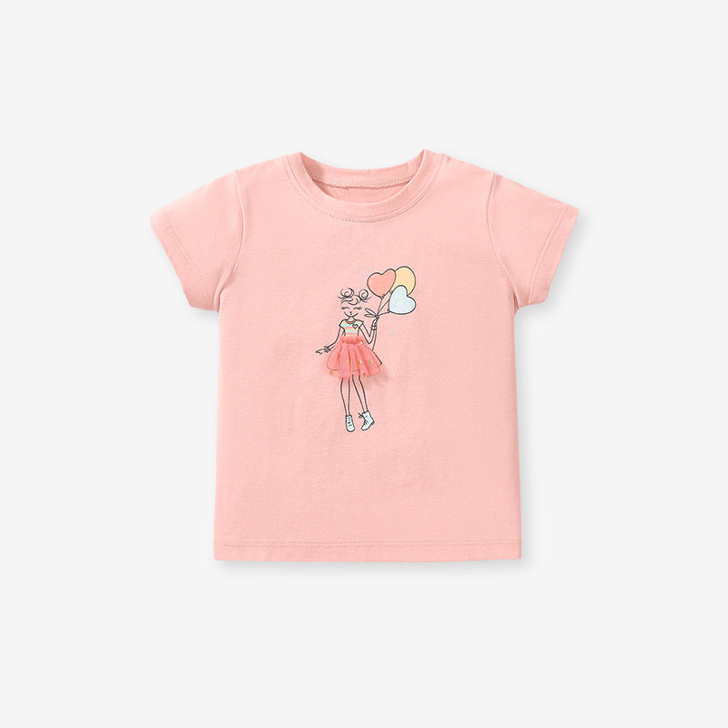 Girls’ Lady Print T-Shirt In European And American Style For Summer