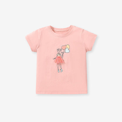 Girls’ Lady Print T-Shirt In European And American Style For Summer