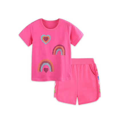 Summer Baby Kids Fruits and Animals Cartoon Pattern T-shirt Clothing Set for Girls, MyKids-USA®, Baby & Children's Outfits, MyKids-USA - Size/Age - 90 (12-24M) - Color - Pink -  -  - TR2606061847-A.
