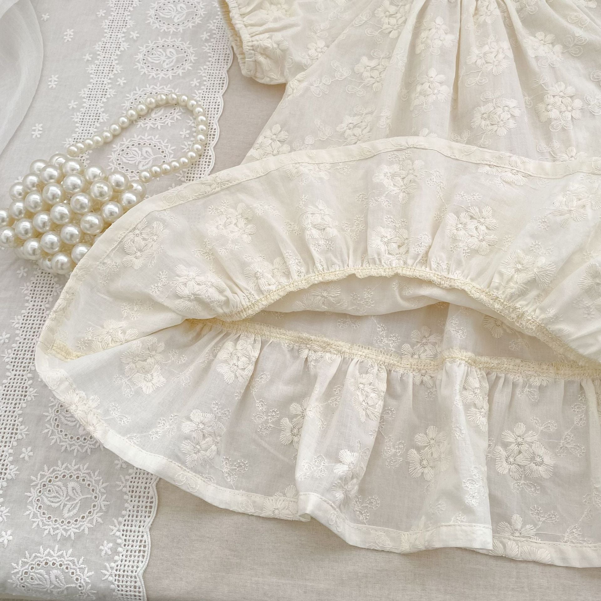 Summer Girls Solid Color Flowers Embroidery Short Sleeves Onesies and Girls’ Dress – Princess Sister Matching Set, MyKids-USA®, Baby & Toddler Outfits, MyKids-USA -  -  -  -  -  -  - 