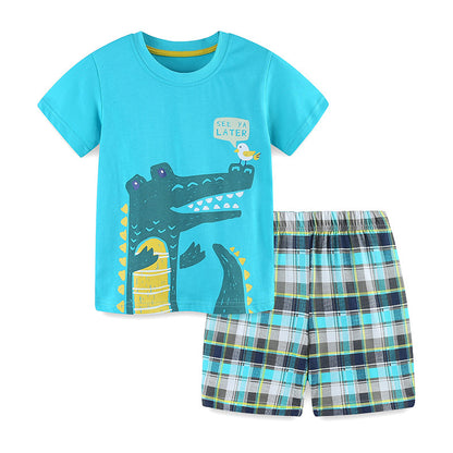 Summer Baby Kids Animals Cartoon Pattern T-shirt and Shorts Clothing Set for Boys, MyKids-USA®, Baby & Toddler Outfits, MyKids-USA - Size/Age - 90 (12-24M) - Color - Green -  -  - TR2505122202-A
