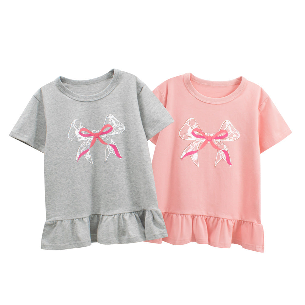 Summer Girls’ Butterfly-bow Pattern T-shirt in European and American Style, MyKids-USA®, T-Shirts, MyKids-USA -  -  -  -  -  -  - .
