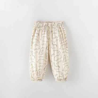Arrival Summer Girls Cartoon Pattern Loose Fit Anti-Mosquito Pants