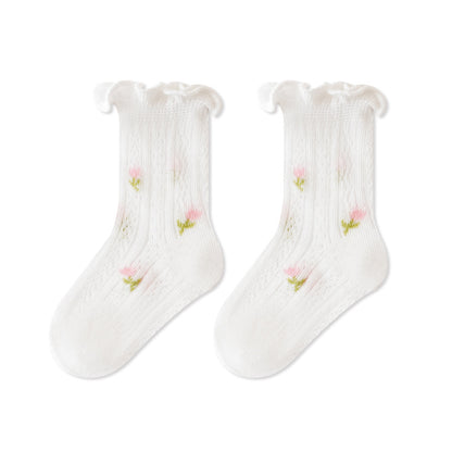 Summer and Spring Baby Kids Girls Breathable Floral Socks, MyKids-USA®, Baby & Toddler Socks & Tights, MyKids-USA - Size/Age - XS (0-6M) - Color - White -  -  - TR2605162209-D.