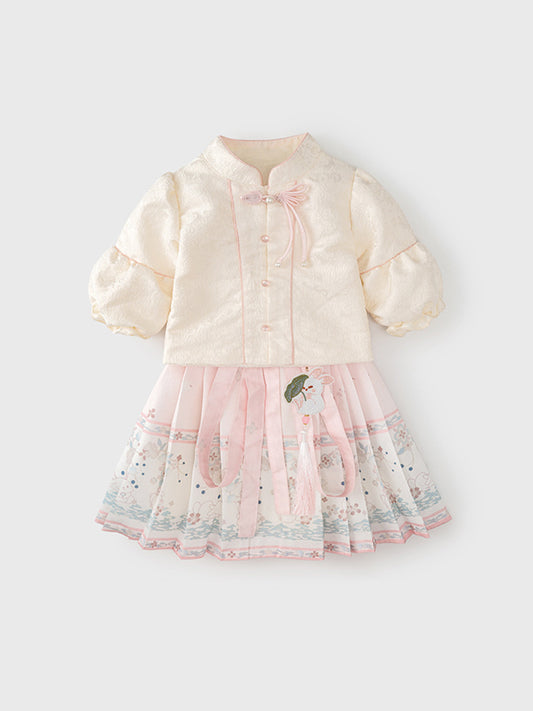 Autumn Arrival Baby Girls Simple Stand Collar Top and Rabbits Pattern Skirt Clothing Set, MyKids-USA®, Baby & Toddler Dresses, MyKids-USA -  -  -  -  -  -  - 