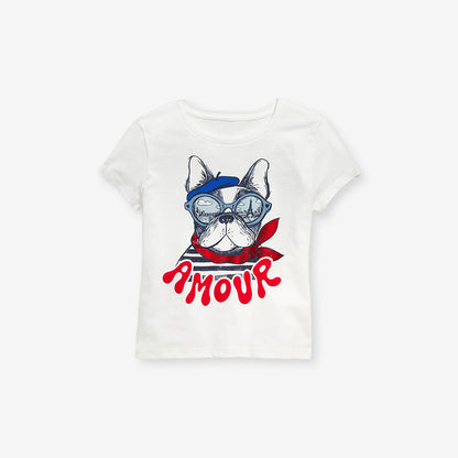 Unisex Cartoon Print T-Shirt In European And American Style For Summer
