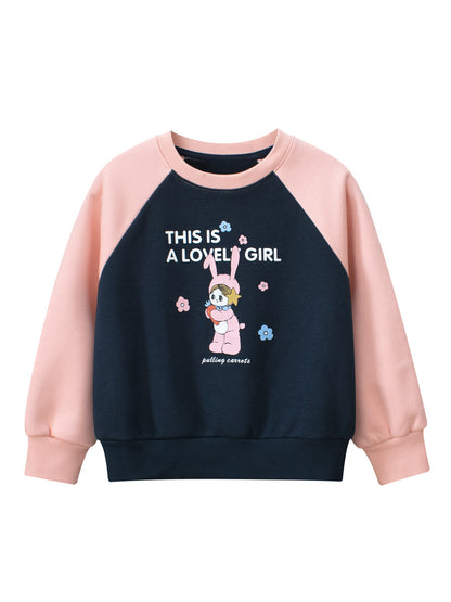 Arrival Girls Cartoon Print Crew Neck Long Sleeves Color Patchwork Sweatshirt, MyKids-USA®, Baby & Toddler Outerwear, MyKids-USA - Size/Age - 90 (12-24M) - Color - Pink -  -  - TR2411131524-A