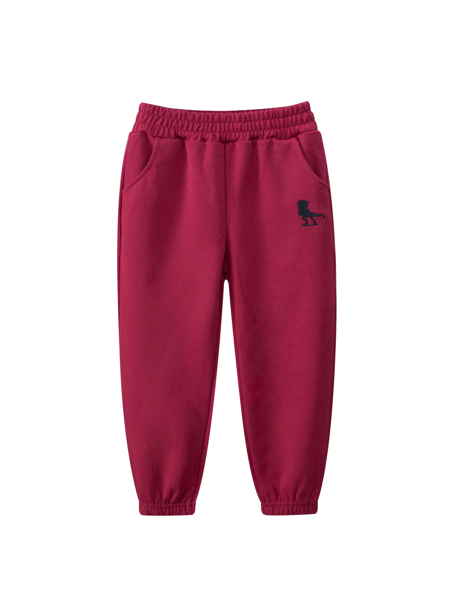Children’s Spring Boys’ Solid Color Red Pants – Casual Kids Trousers