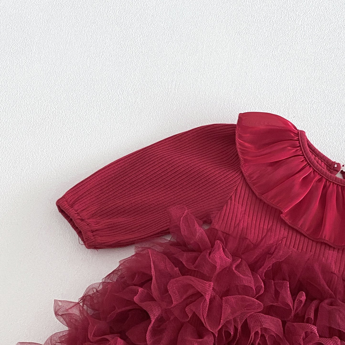 Spring Arrival Baby Girls Long Sleeves Tulle Decorated Plain Onesies Dress, MyKids-USA®, Baby & Toddler Dresses, MyKids-USA -  -  -  -  -  -  - .