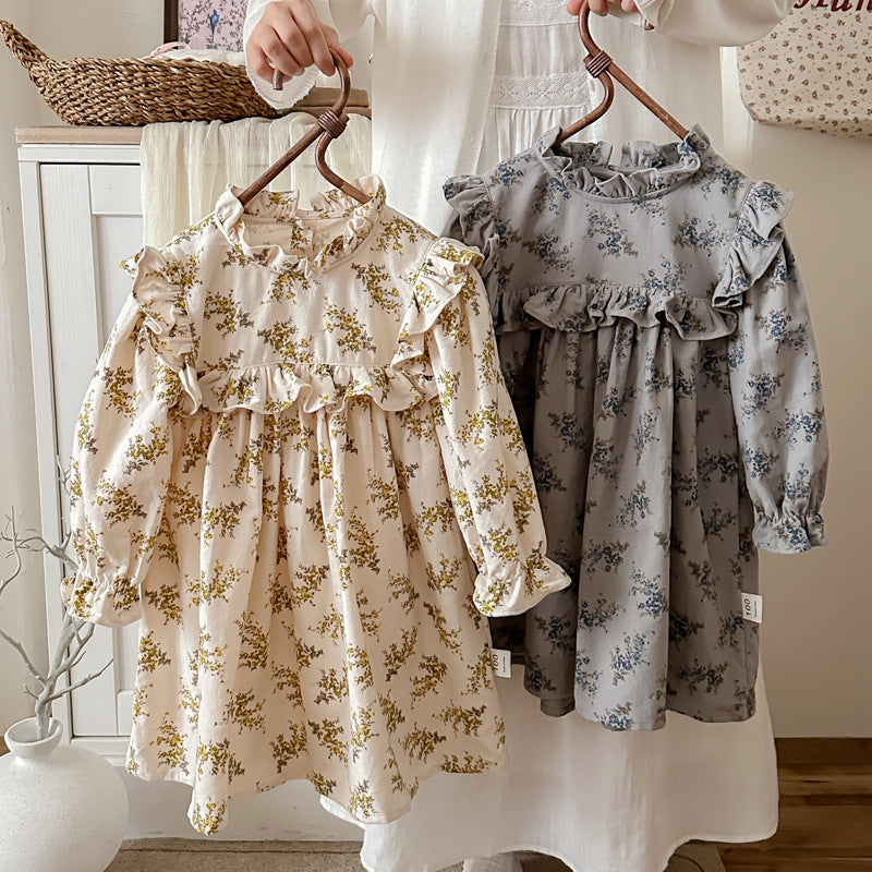 Arrival Autumn Girls French Style Ruffle Neck Long Sleeves Floral Pattern Dress, MyKids-USA®, Baby & Toddler Dresses, MyKids-USA -  -  -  -  -  -  - 