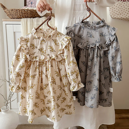 Arrival Autumn Girls French Style Ruffle Neck Long Sleeves Floral Pattern Dress, MyKids-USA®, Baby & Toddler Dresses, MyKids-USA -  -  -  -  -  -  - 