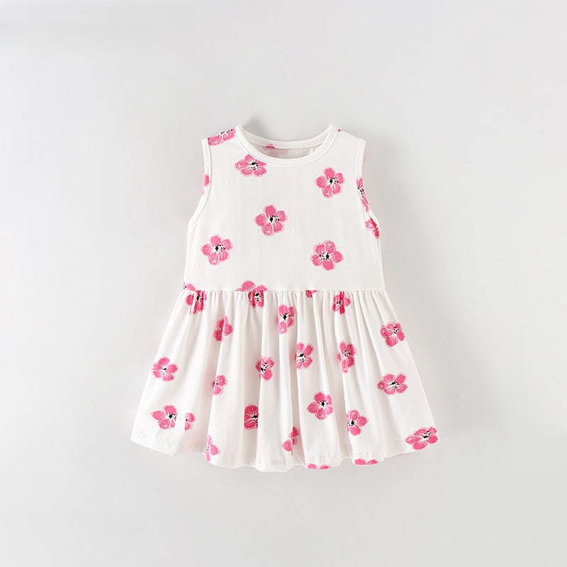 Summer Baby Kids Girls Sleeveless Floral Pattern Dress