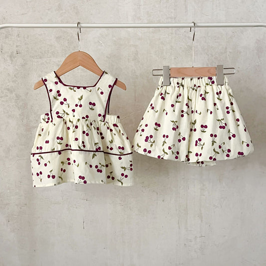 Summer Hot Selling Baby Girls Sleeveless Sweet Cherry Print Dress And Bloomers Clothing Set, MyKids-USA®, Baby & Toddler Outfits, MyKids-USA -  -  -  -  -  -  - 