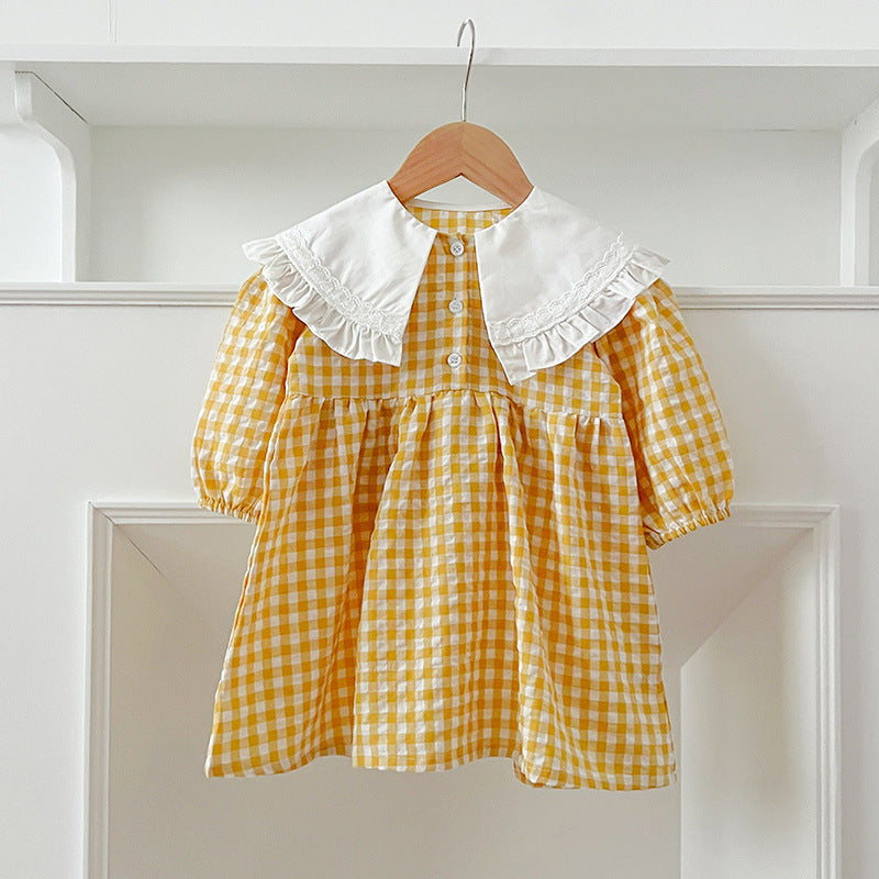 Arrival Autumn Baby Kids Girls Long Sleeves Plaid French Collar Onesies and Dress – Princess Sister Matching Set, MyKids-USA®, Baby & Toddler Outfits, MyKids-USA -  -  -  -  -  -  - 