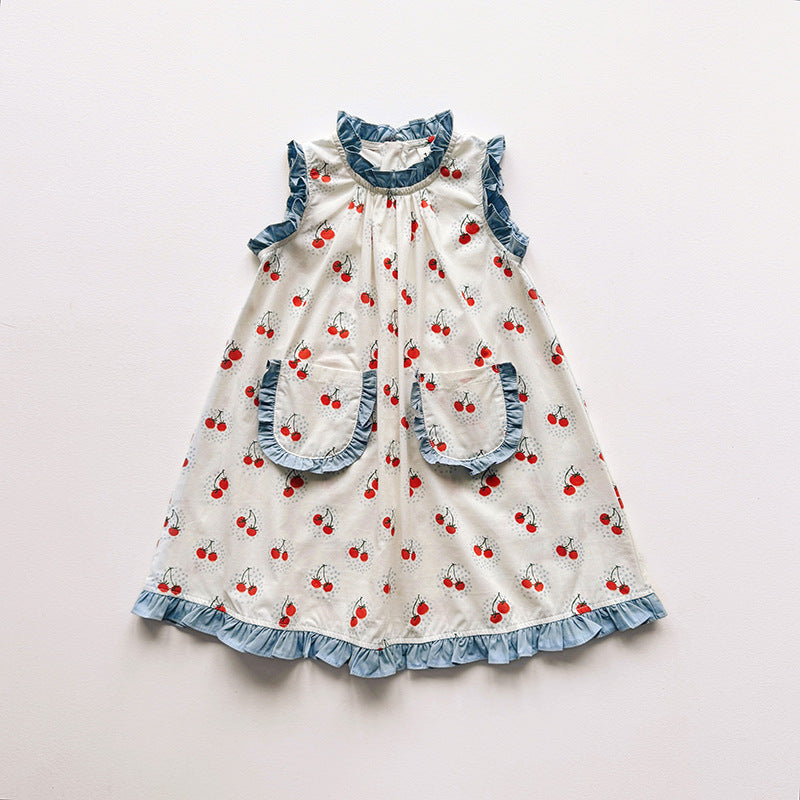 Summer Arrival Baby Girls Sleeveless Cherry Pattern Dress, MyKids-USA®, Baby & Children's Dresses, MyKids-USA - Size/Age - 90 (12-24M) - Color - Red -  -  - TR2604192302-A.