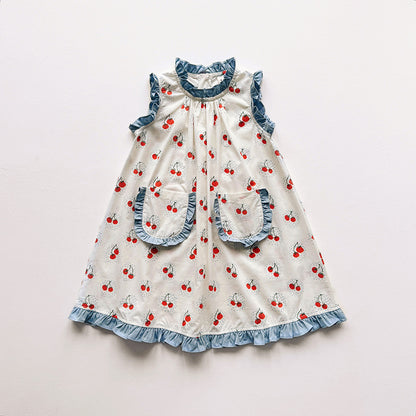 Summer Arrival Baby Girls Sleeveless Cherry Pattern Dress, MyKids-USA®, Baby & Children's Dresses, MyKids-USA - Size/Age - 90 (12-24M) - Color - Red -  -  - TR2604192302-A.