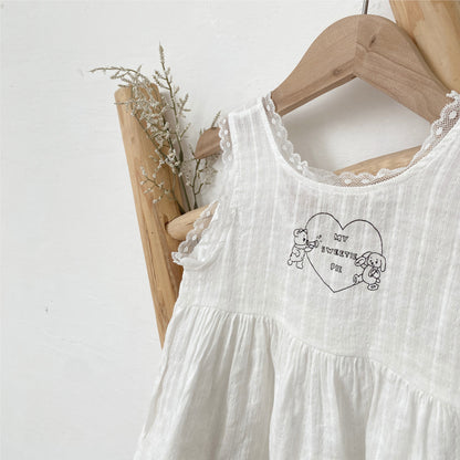 MyKids-USA® Summer Arrival Baby Girls Sleeveless Cute Lace Trim Thin Dress