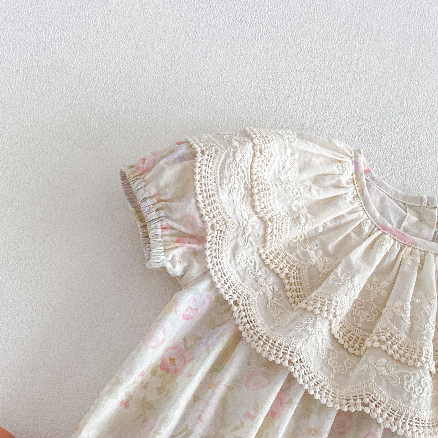Summer  Arrival Baby Girls Short Sleeves Flowers Pattern Embroidered Lace Trim Collar Bodysuir, MyKids-USA®, Baby & Children's One-Pieces, MyKids-USA -  -  -  -  -  -  - .