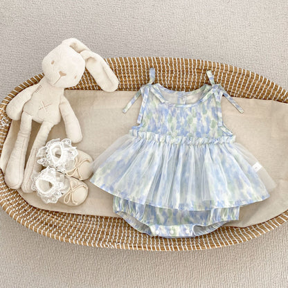 Summer Arrival Baby Girls Cute Tie Dye Sleeveless Dress Design Strap Onesies, MyKids-USA®, Baby One-Pieces, MyKids-USA - Size/Age - 66 (3-6M) - Color - Blue -  -  - TR2504301826-A