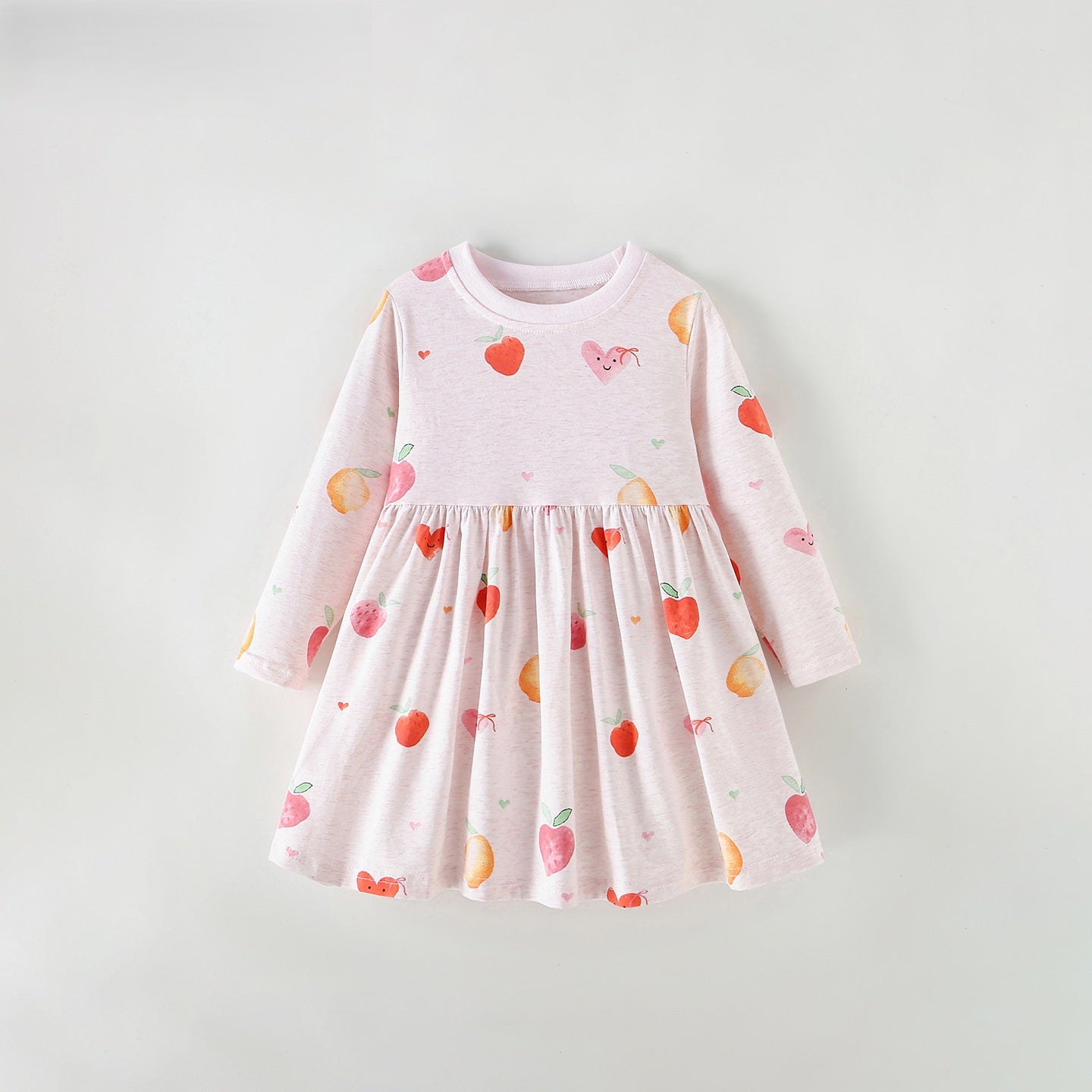 MyKids-USA® Autumn Arrival Baby Kids Girls Fruits and Hearts Pattern Long Sleeves Dress
