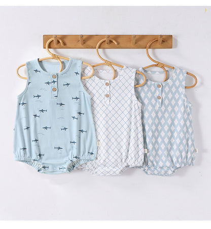 Summer Arrival Baby Boys and Girls Sleeveless Marine Pattern Bodysuit, MyKids-USA®, Baby & Children's One-Pieces, MyKids-USA® -  -  -  -  -  -  - .