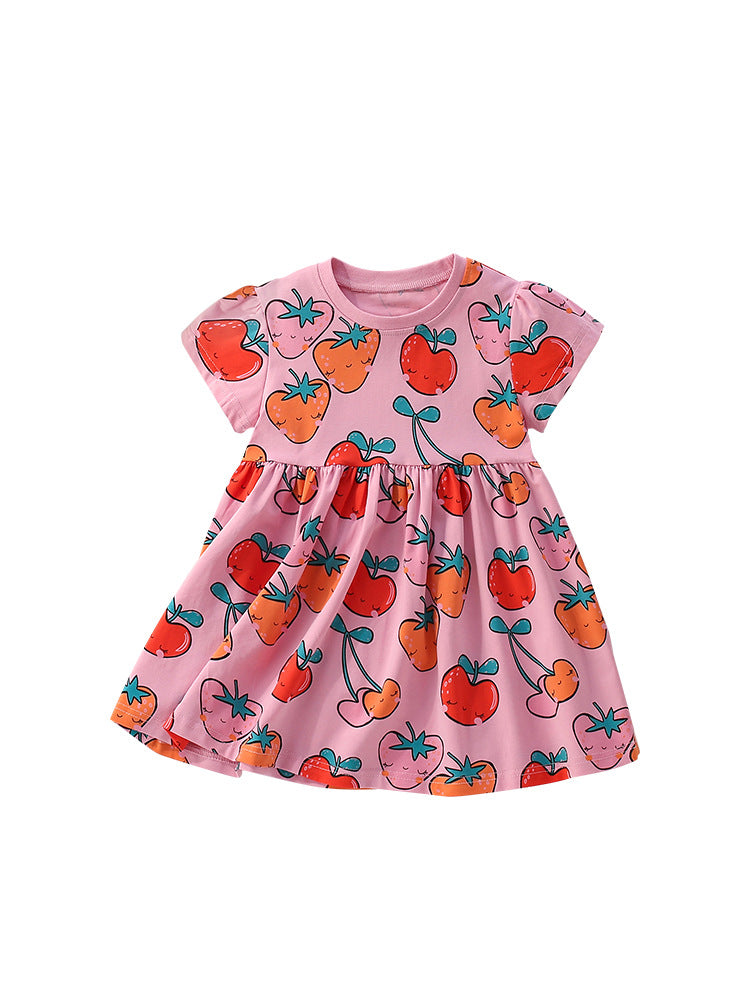 Summer Arrival Fruits Strawberry Cartoon Pattern Short Sleeves Dress for Stylish Girls, MyKids-USA®, Baby & Toddler Dresses, MyKids-USA -  -  -  -  -  -  - 