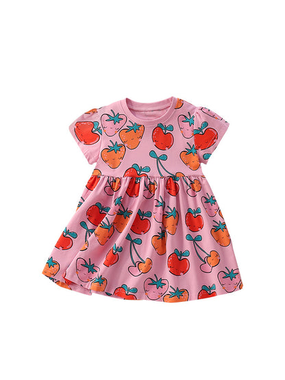 Summer Arrival Fruits Strawberry Cartoon Pattern Short Sleeves Dress for Stylish Girls, MyKids-USA®, Baby & Toddler Dresses, MyKids-USA -  -  -  -  -  -  - 