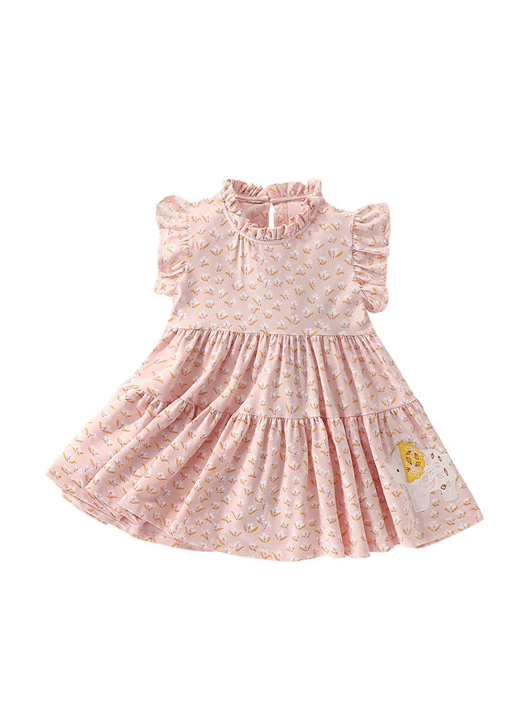 Summer Arrival Cartoon Animals and Floral Pattern Fly Sleevels Dress for Stylish Girls, MyKids-USA®, Baby & Toddler Dresses, MyKids-USA -  -  -  -  -  -  - 