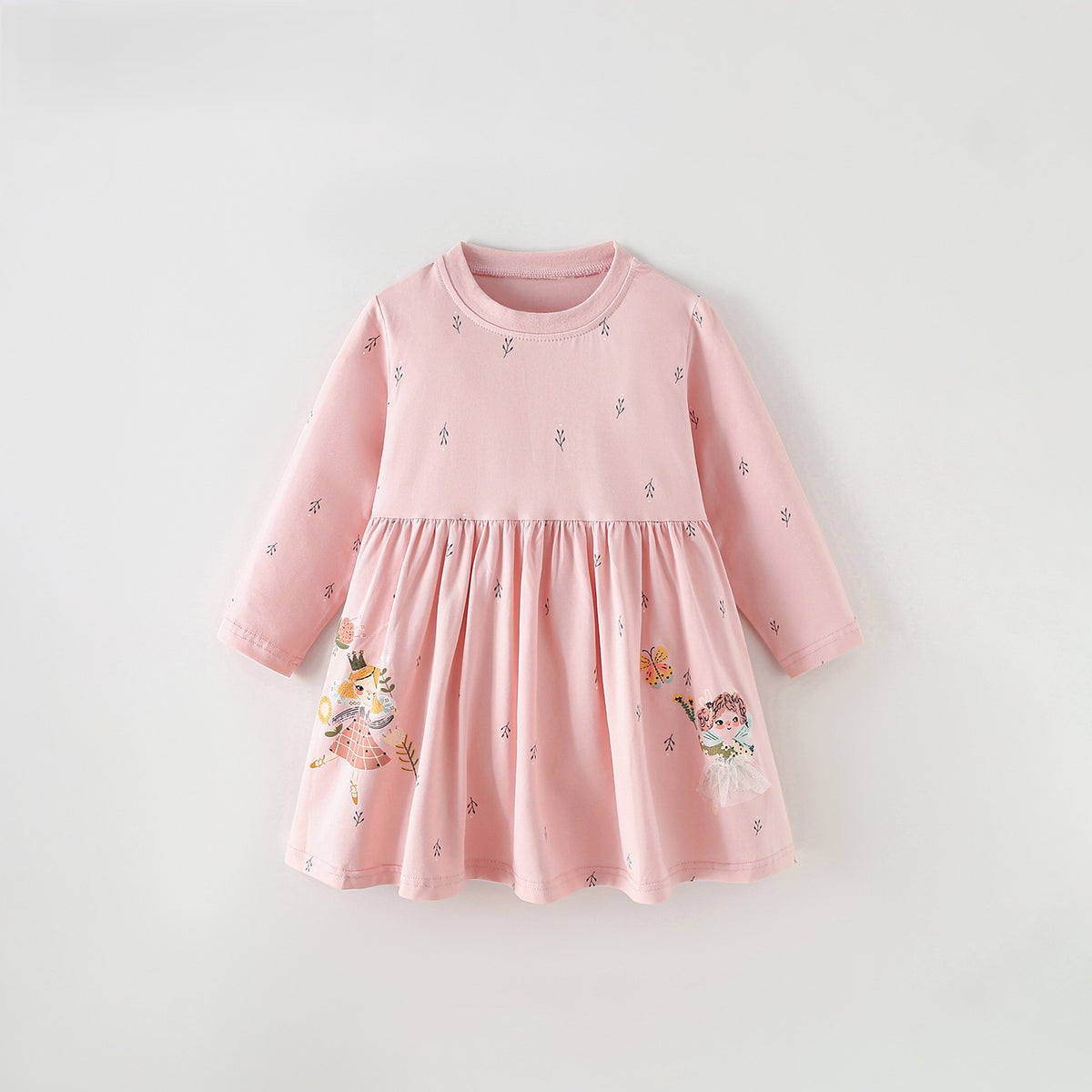 MyKids-USA® Autumn Arrival Baby Kids Girls Princess Cartoon Pattern Long Sleeves Dress