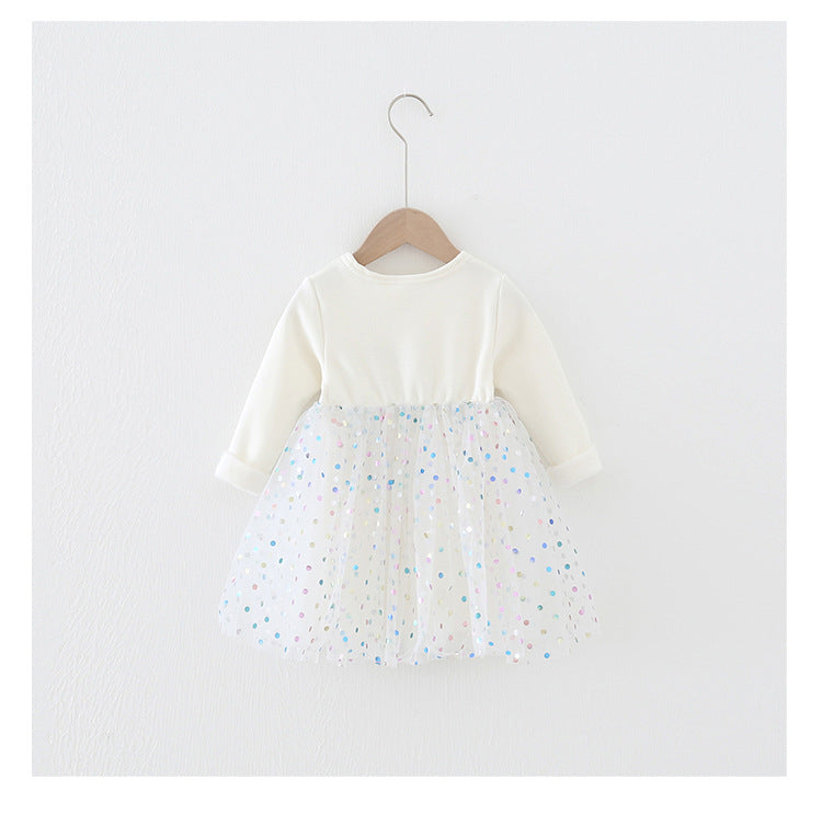 Winter Baby Kids Girls Long Sleeves Dots Pattern Tulle Patchwork Dress, MyKids-USA®, Baby & Children's Dresses, MyKids-USA -  -  -  -  -  -  - .
