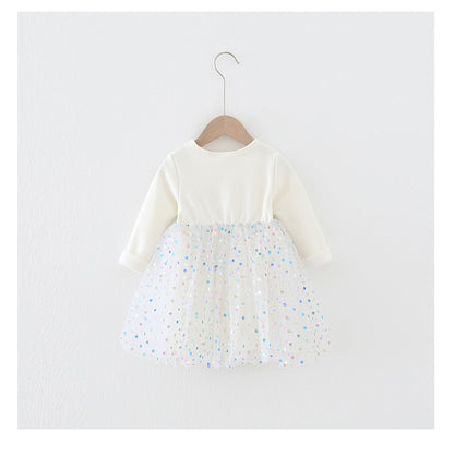 Winter Baby Kids Girls Long Sleeves Dots Pattern Tulle Patchwork Dress, MyKids-USA®, Baby & Children's Dresses, MyKids-USA -  -  -  -  -  -  - .