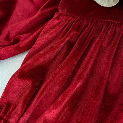 Autumn Arrival Baby Girls Vivid Red Color Patchwork Long-sleeved Onesies and Dress – Princess Sister Matching Set, MyKids-USA®, Baby & Toddler Dresses, MyKids-USA -  -  -  -  -  -  - 