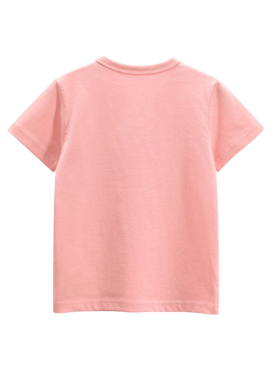 Summer Girls’ Letters Pattern T-shirt in European and American Style