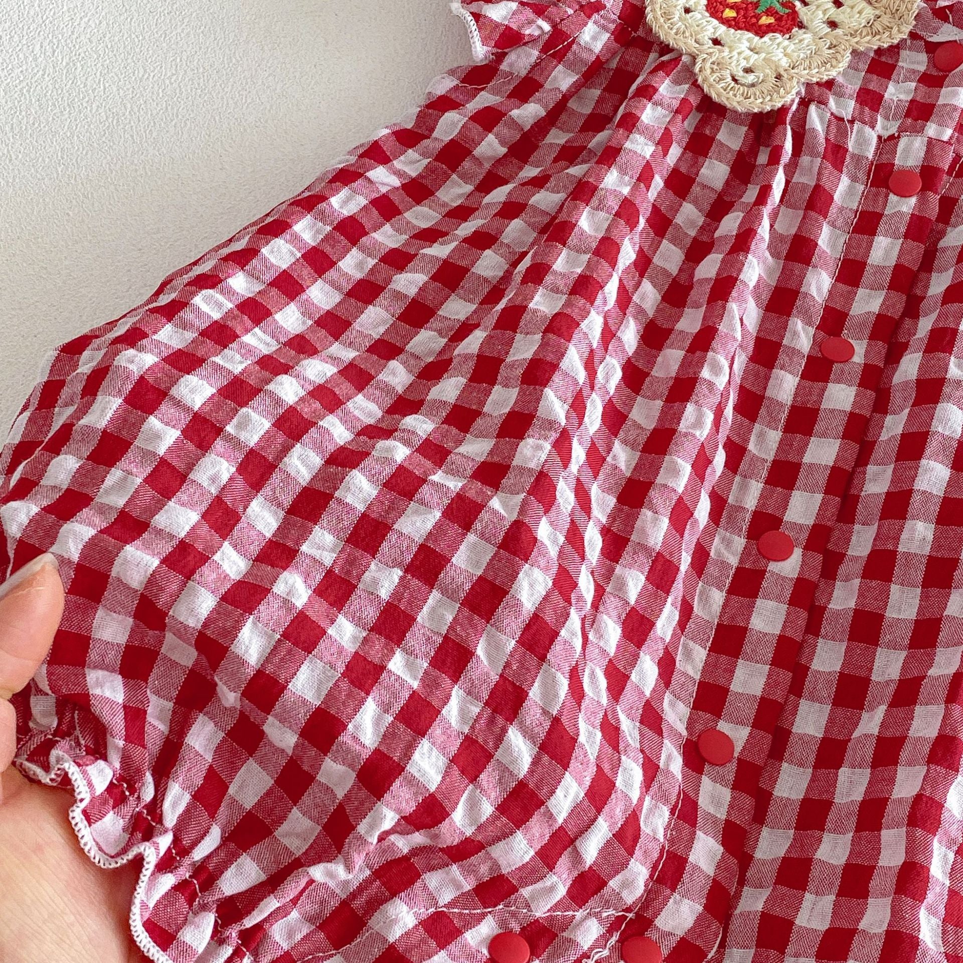 Summer Arrival Baby Girls Fly Sleeves Plaid Pattern Rompers Bodysuits, MyKids-USA®, Baby & Children's One-Pieces, MyKids-USA -  -  -  -  -  -  - .