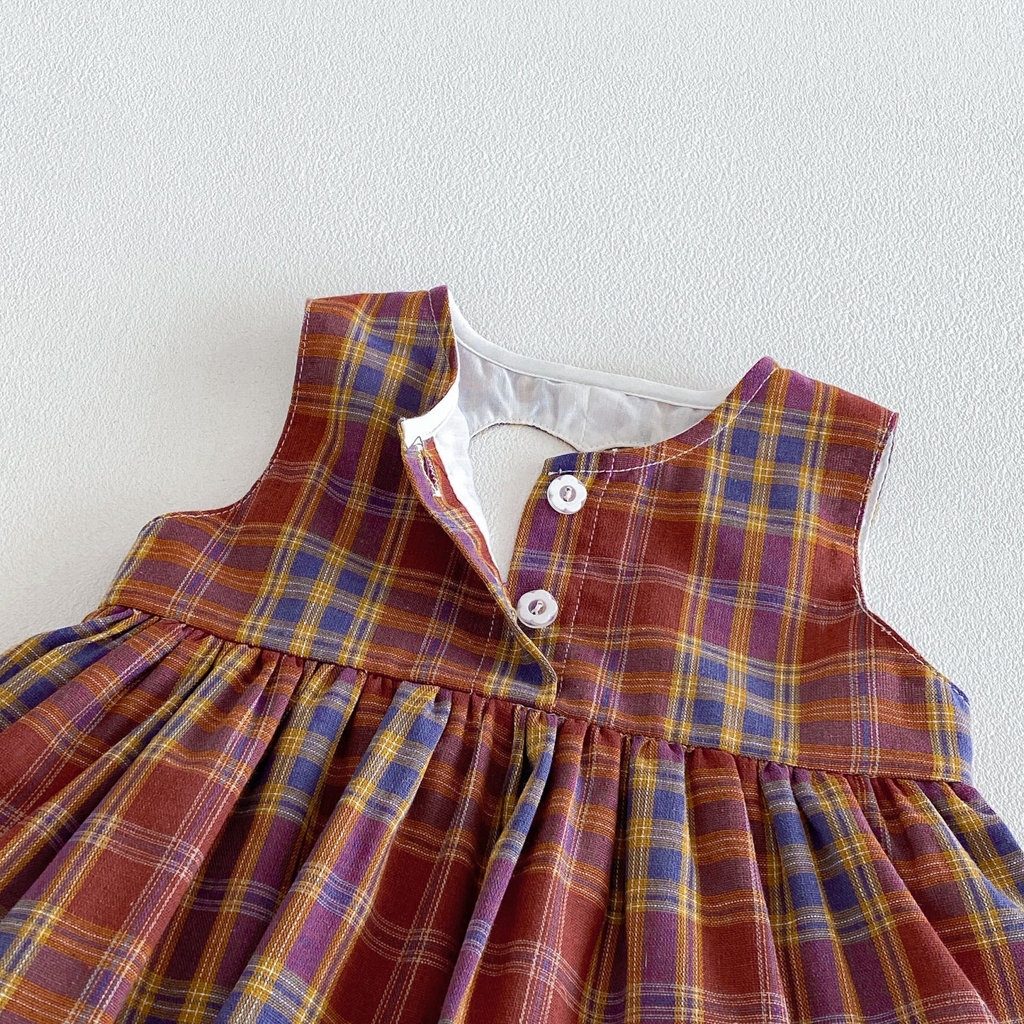 Design Summer Baby Kids Girls Sleeveless Plaid Pattern Bodysuit