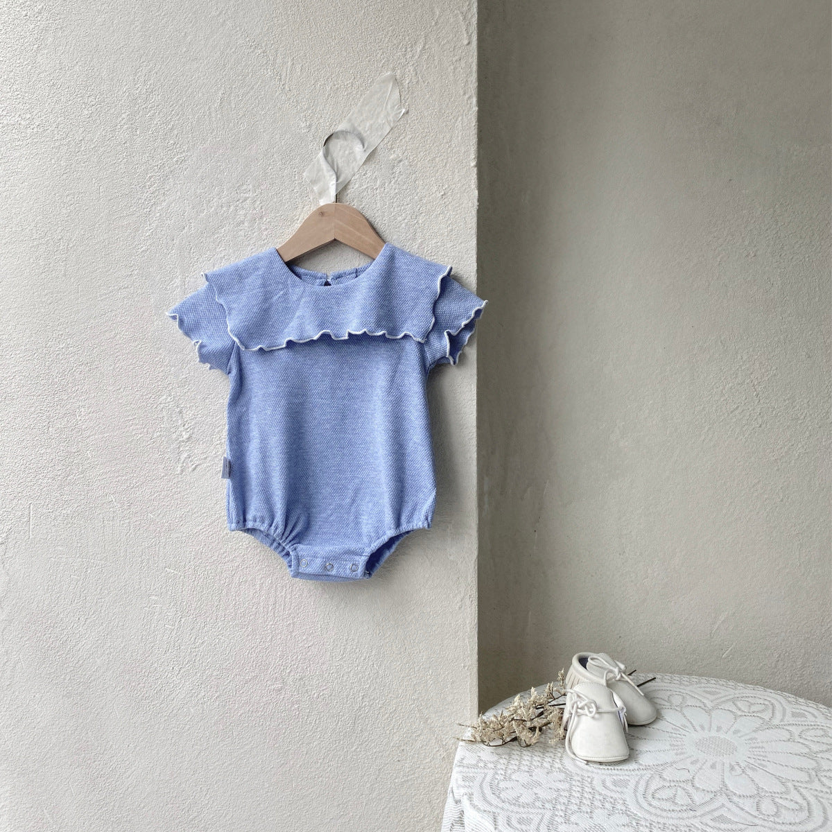 Summer Arrival Baby Girls Short Sleeves Plain Bodysuit