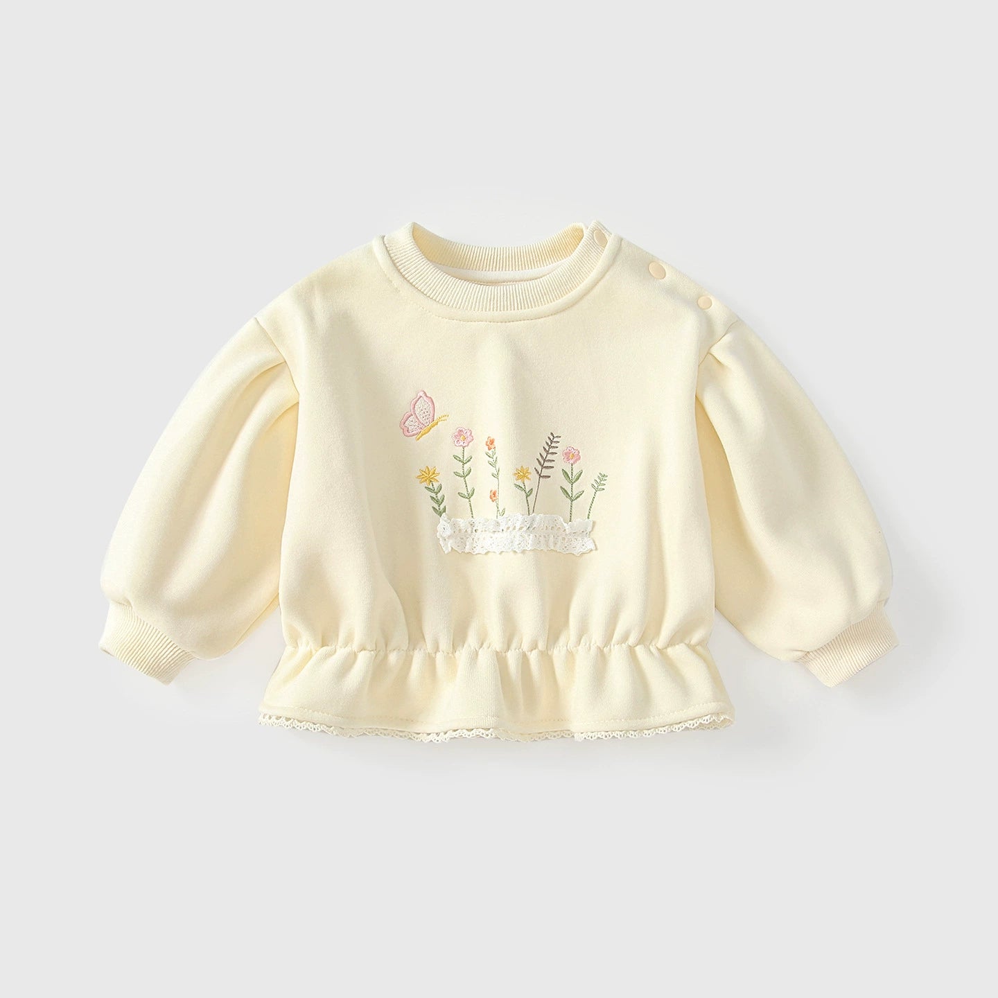 Arrival Autumn Baby Kids Girls Flowers and Butterfly Pattern Long Sleeves Pullover, MyKids-USA®, Sweaters, MyKids-USA - Size/Age - 80 (9-12M) - Color - Apricot -  -  - TR2509062233-A
