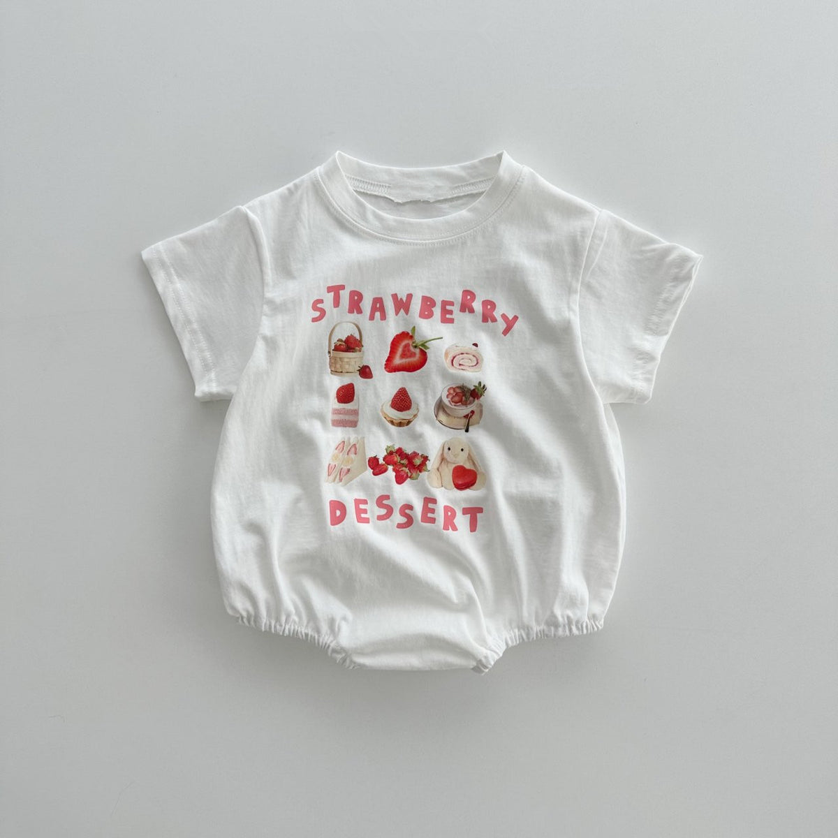 Rabbit Style Print Pattern Round Neck T-Shirt & bodysuit, MyKids-USA®, Baby One-Pieces, MyKids-USA - Size/Age - 66 (3-6M) - Color - White -  -  - JM2306221841-D.