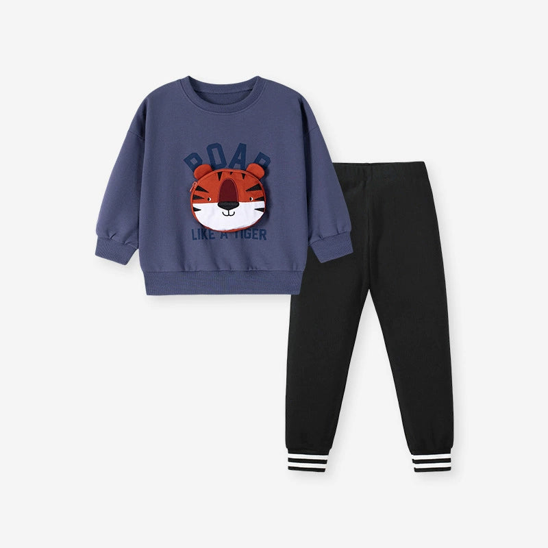 Spring and Autumn Boys Animals Cartoon and Letters Pattern Long Sleeves Sweatshirt and Pants Clothing Set, MyKids-USA®, Baby & Toddler Outfits, MyKids-USA - Size/Age - 90 (12-24M) - Color - Navy Blue (Dark Blue) -  -  - TR2507292106-A