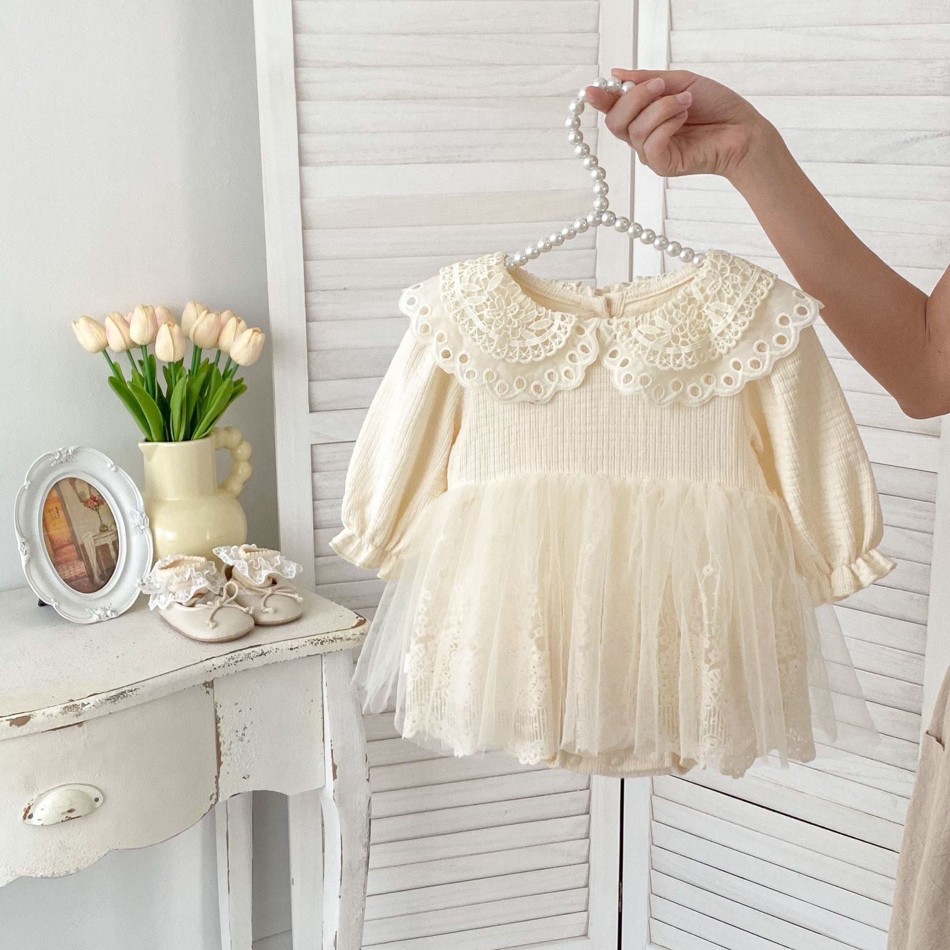 Autumn Arrival Baby Girls Knitted Long Sleeves Solid Color Floral Embr   MyKids-USA