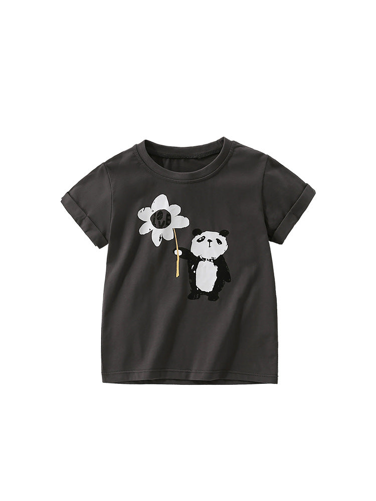 Summer Boys’ Cartoon Panda Pattern T-shirt in European and American Style, MyKids-USA®, Baby & Toddler Tops, MyKids-USA -  -  -  -  -  -  - 