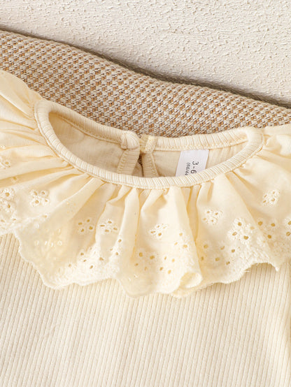 Autumn Baby Kids Girls Long Sleeves Knitted Onesies and Hollow-out Sleeveless Dress Set