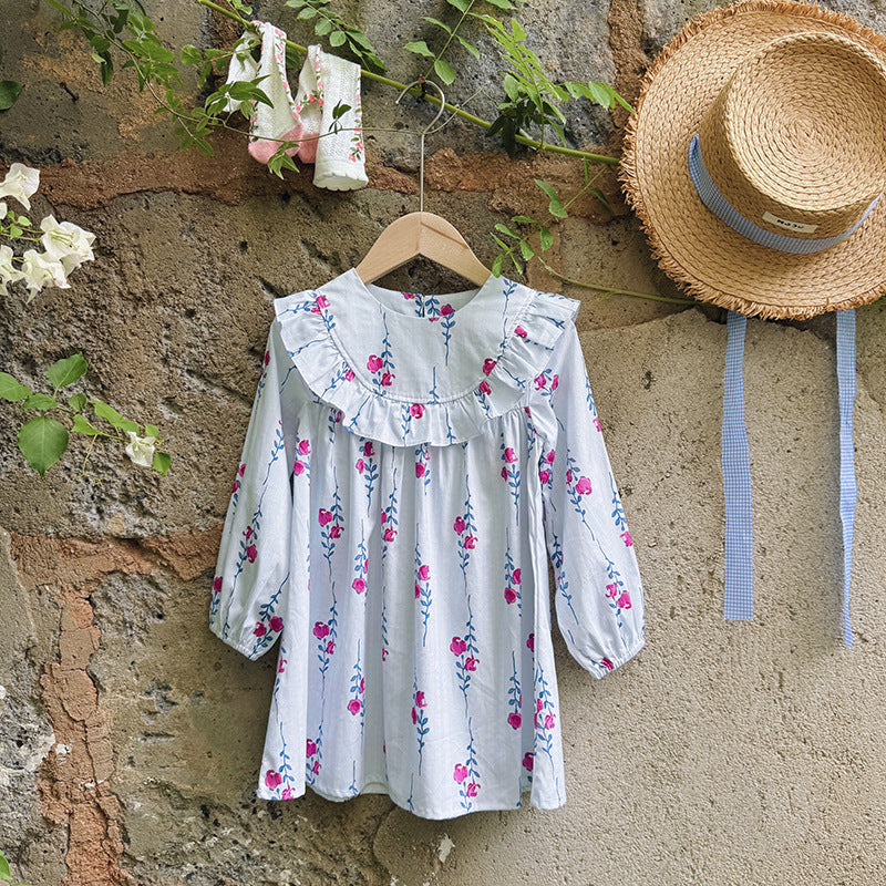 Baby Kids Girls Floral Pattern Long Sleeves Crew Neck Dress, MyKids-USA®, Baby & Toddler Dresses, MyKids-USA -  -  -  -  -  -  - 