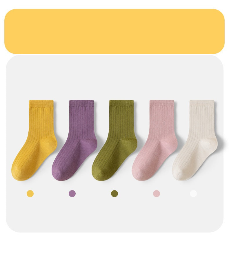 Autumn and Winter Arrival Baby Kids Boys and Girls Breathable Letters Pattern Socks 1 Lot=5-Pair Set, MyKids-USA®, Baby & Toddler Socks & Tights, MyKids-USA - Size/Age - M (3-5Y) - Color - Yellow -  -  - TR2511202346-G